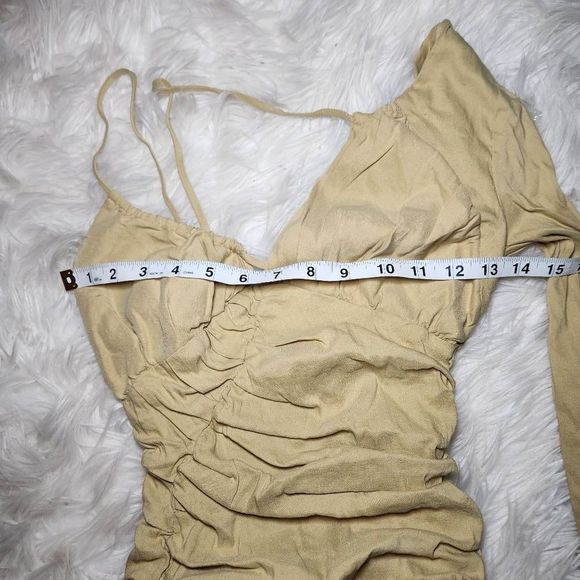 Zara Draped Asymmetrical Ruched Mini Dress - Picture 6 of 12